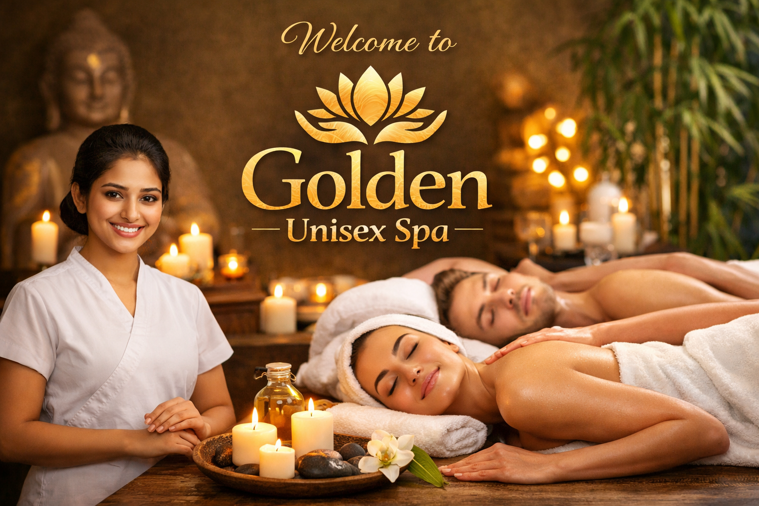 Golden Unisex Spa interior and treatment room